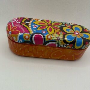 Brighton Glasses Metal Case Colorful Flowers Case Only Cream Interior Clean